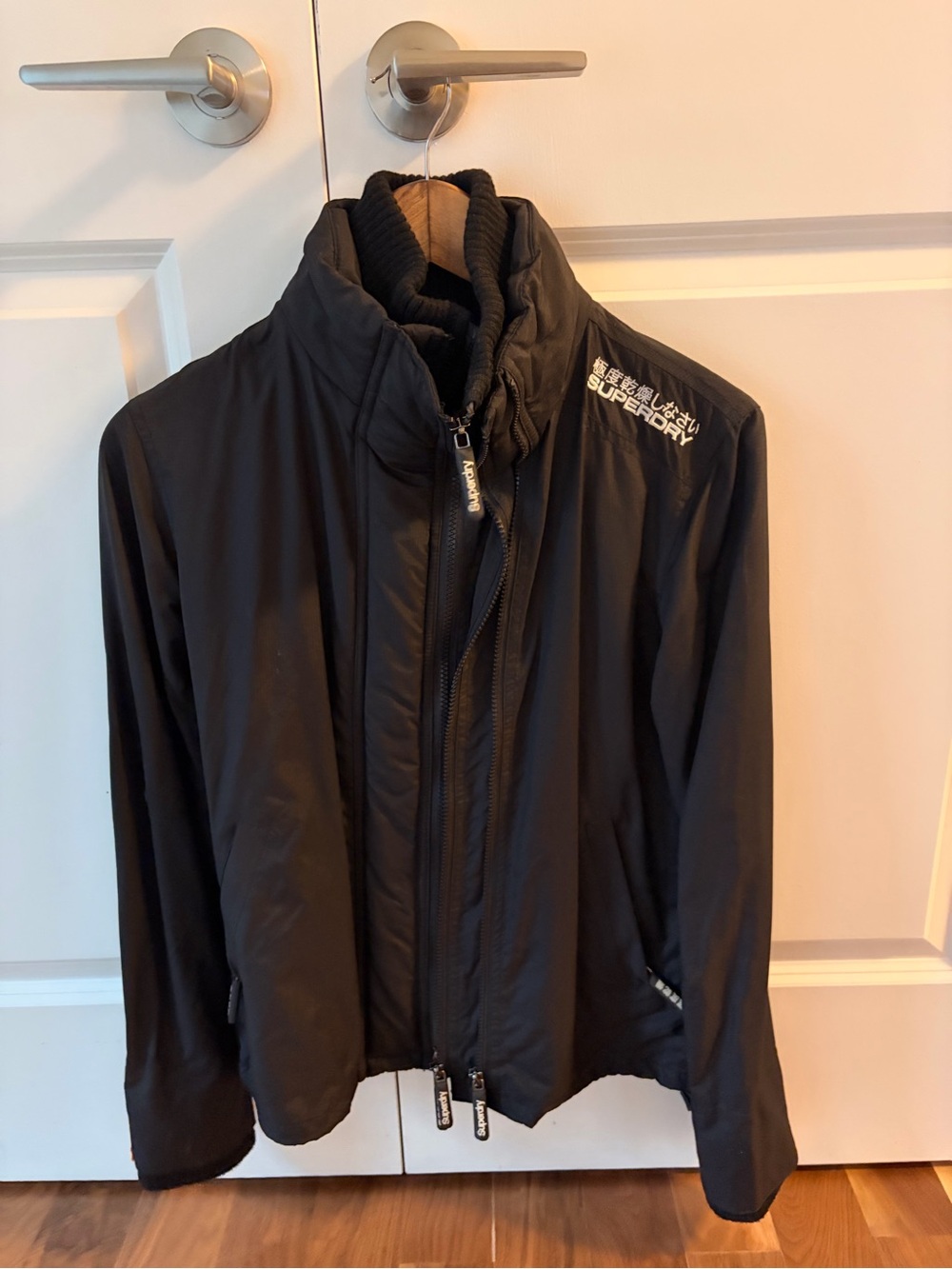 Superdry Black Lightweight Bomber Jacket with High Neck